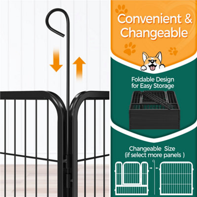 Yaheetech Black 16 Panel Dog Pen Metal Pet Playpen 63x63cm - 6