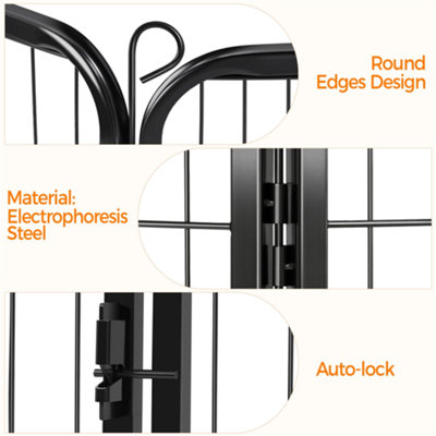 Yaheetech Black 16 Panel Dog Pen Metal Pet Playpen 63x63cm - 8