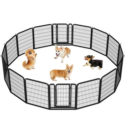 Yaheetech Black 16 Panel Dog Pen Metal Pet Playpen 65x80cm