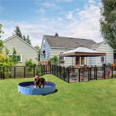 Yaheetech Black 16 Panel Dog Pen Metal Pet Playpen 65x80cm - 5
