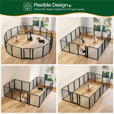 Yaheetech Black 16 Panel Dog Pen Metal Pet Playpen 65x80cm - 6