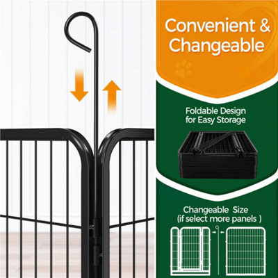 Yaheetech Black 16 Panel Dog Pen Metal Pet Playpen 65x80cm - 7