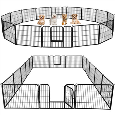 Yaheetech Black 16 Panel Dog Pen Metal Pet Playpen 80x60cm