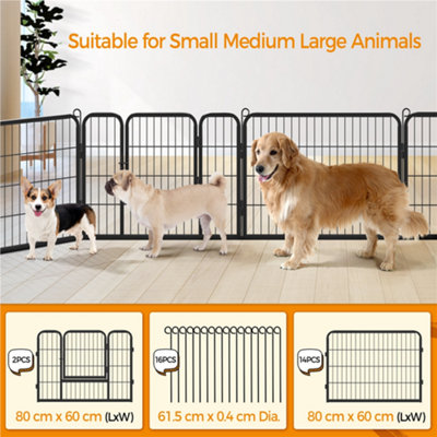 Yaheetech Black 16 Panel Dog Pen Metal Pet Playpen 80x60cm - 6