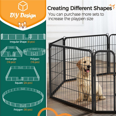 Yaheetech Black 16 Panel Dog Pen Metal Pet Playpen 80x60cm - 7