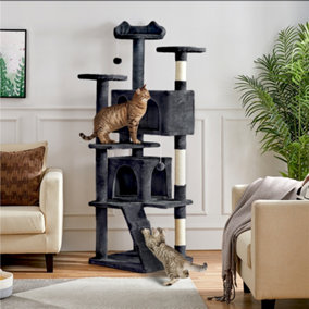 Yaheetech Black 178cm Multilevel Cat Tree Indoor Plush Cat Tower