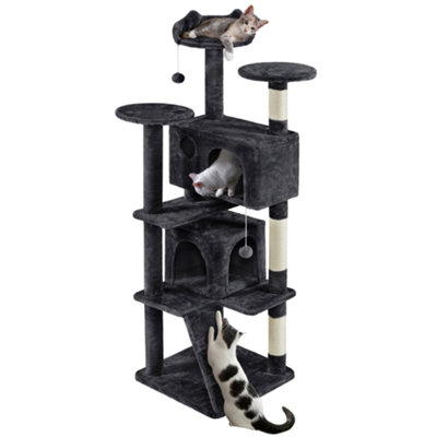 Yaheetech Black 178cm Multilevel Cat Tree Indoor Plush Cat Tower