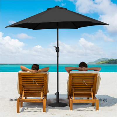 Yaheetech Black 2.3m Tiltable Patio Parasol Market Umbrella with Crank