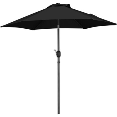 Yaheetech Black 2.3m Tiltable Patio Parasol Market Umbrella with Crank