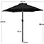 Yaheetech Black 2.3m Tiltable Patio Parasol Market Umbrella with Crank