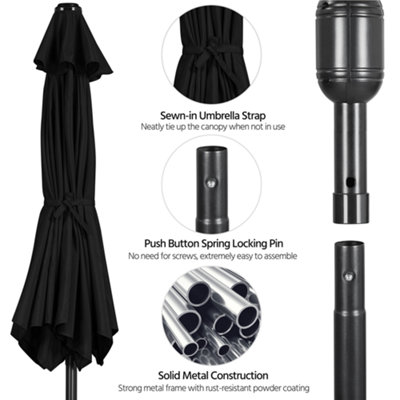 Yaheetech Black 2.3m Tiltable Patio Parasol Market Umbrella with Crank - 5