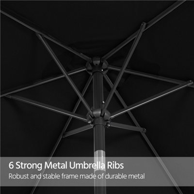 Yaheetech Black 2.3m Tiltable Patio Parasol Market Umbrella with Crank - 9