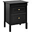 Yaheetech Black 2 Drawer Bedside Table Rectangular End Table