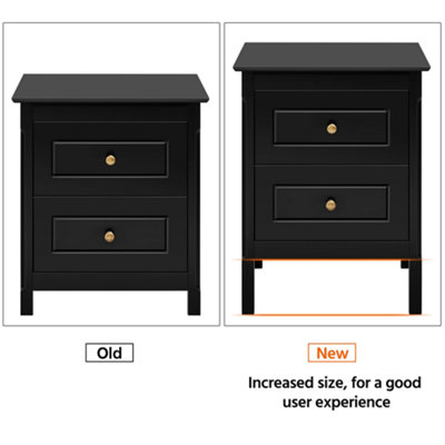 Yaheetech Black 2 Drawer Bedside Table Rectangular End Table