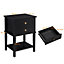 Yaheetech Black 2 Drawers Bedside Table with Open Shelf