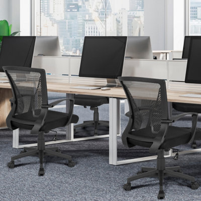 Yaheetech Black 2-Pack Ergonomic Mid-back Mesh Office Chair