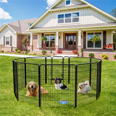 Yaheetech Black 2 Panel Metal Dog Pen Pet Playpen 80x100cm Price Comparisons | Compare The Build