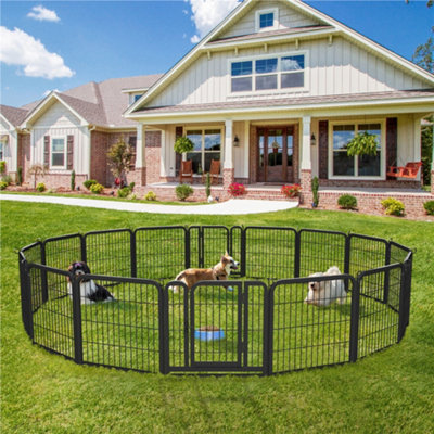Yaheetech Black 2 Panel Metal Dog Pen Pet Playpen 80x60cm