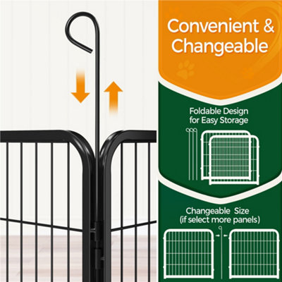 Yaheetech Black 2 Panel Metal Dog Pen Pet Playpen 80x60cm - 6