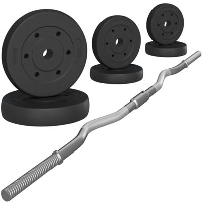 Yaheetech Black 20 KG Adjustable Barbell Weight Set for Home Gym