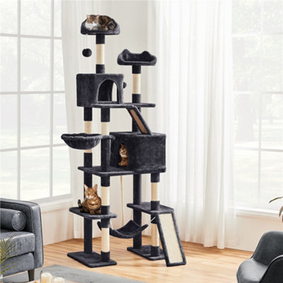 Yaheetech Black 209 cm Height Multi-Level Cat Tree with 2 Cozy Condos ...
