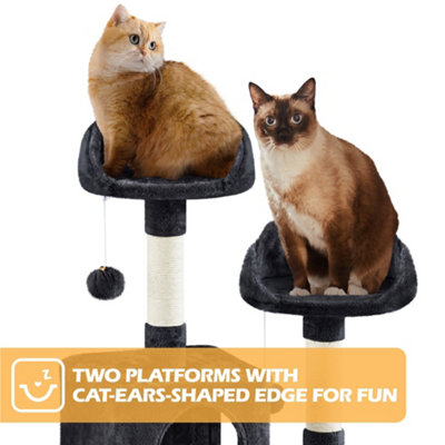 Yaheetech Black 209 cm Height Multi-Level Cat Tree with 2 Cozy Condos ...