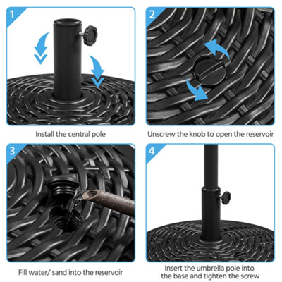 Yaheetech Black 22L Fillable HDPE Patio Parasol Base Stand - 7