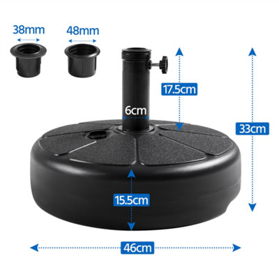 Yaheetech Black 22L Fillable Patio Plastic Umbrella Base Stand for 38/48mm Poles - 3