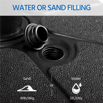 Yaheetech Black 22L Fillable Patio Plastic Umbrella Base Stand for 38/48mm Poles - 6