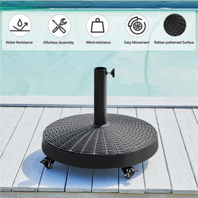 Yaheetech Black 24 kg Umbrella Base Stand with Wheels - 7