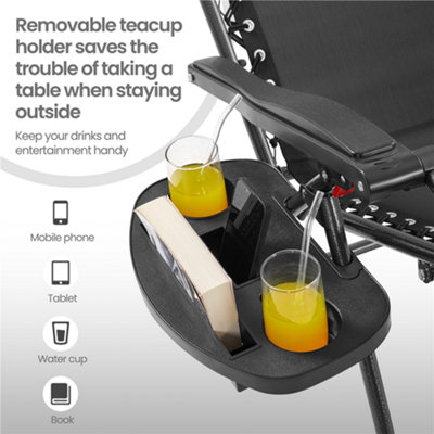 Yaheetech Black 2pcs Oversized Zero Gravity Chair with Cupholder/Pillow - 6