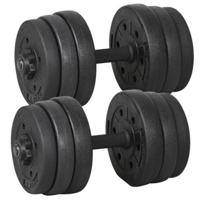 Yaheetech Black 2x10kg Adjustable Dumbbell Set for Home Gym