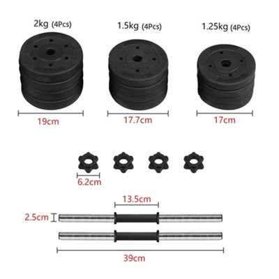 Yaheetech Black 2x10kg Adjustable Dumbbell Set for Home Gym