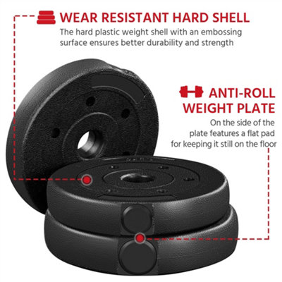 Yaheetech Black 2x10kg Adjustable Dumbbell Set for Home Gym - 5
