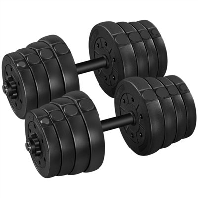 Yaheetech Black 2x15kg Adjustable Dumbbell Set for Home Gym