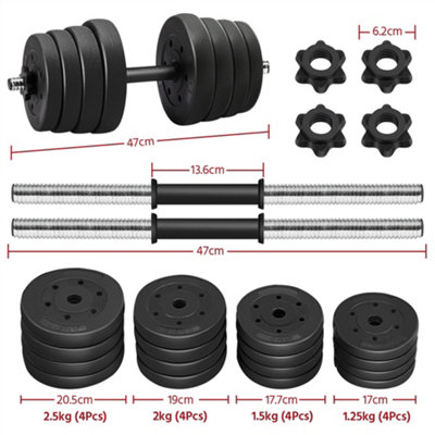 Yaheetech Black 2x15kg Adjustable Dumbbell Set for Home Gym
