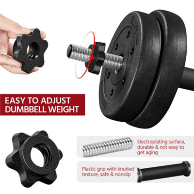 Yaheetech Black 2x15kg Adjustable Dumbbell Set for Home Gym - 3