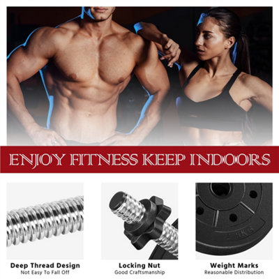 Yaheetech Black 2x15kg Adjustable Dumbbell Set for Home Gym - 4
