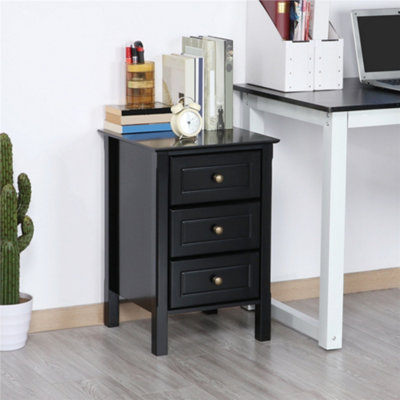 Yaheetech Black 3-drawer Bedside Table Modern Style