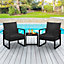 Yaheetech Black 3-Piece Patio Set Rattan Chairs and Table