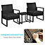 Yaheetech Black 3-Piece Patio Set Rattan Chairs and Table