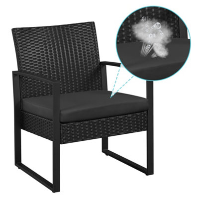 Yaheetech Black 3-Piece Patio Set Rattan Chairs and Table - 9
