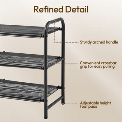 Yaheetech Black 3-Tier Freestanding Expandable Iron Mesh Wire Shoe Rack ...