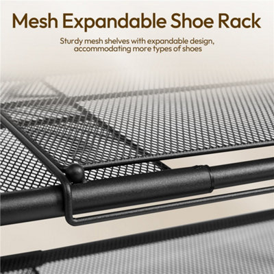 Yaheetech Black 3-Tier Freestanding Expandable Iron Mesh Wire Shoe Rack ...