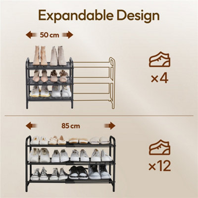 Yaheetech Black 3-Tier Freestanding Expandable Iron Mesh Wire Shoe Rack ...