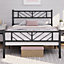 Yaheetech Black 3ft Single Metal Bed Frame with Arrow Design Headboard and Footboard