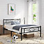 Yaheetech Black 3ft Single Metal Bed Frame with Cloud-inspired Design Headboard
