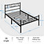 Yaheetech Black 3ft Single Metal Bed Frame with Cloud-inspired Design Headboard
