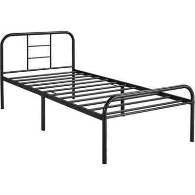 Yaheetech Black 3ft Single Metal Bed Frame with High Headboard Strong Iron Platform Bed for Bedroom