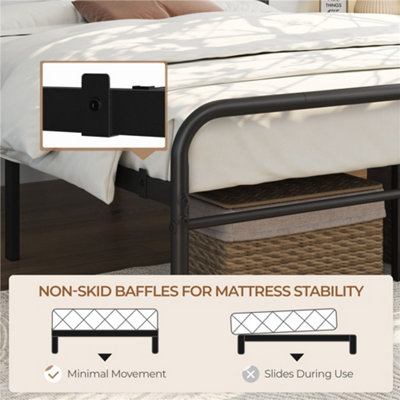 Yaheetech 3ft Single Metal Bed Frame With Headboard - Black Iron Platform, 32cm Underbed Storage